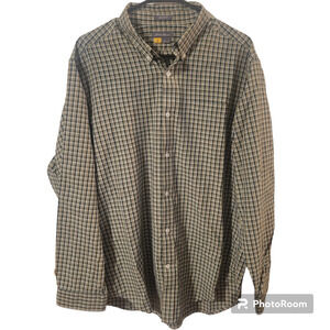 Eddie Bauer Travex Men's Large Relaxed Fit Long Sleeve Shirt Plaid Green